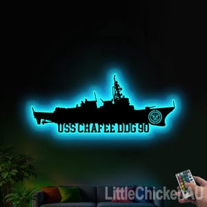 Personalized US Navy Ships Metal Sign Wall Art with LED Lights, Battleship Metal Sign, Navy Veterans Gift, Navy Gifts For Men, Father&#39;s Day