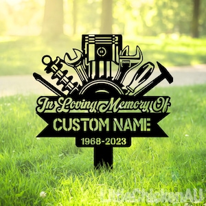 Personalized Mechanic engineer tools Memorial Stake, Metal Stake, Sympathy Sign, Grave Marker, Remembrance Stake, Mechanic sign, Dad loss
