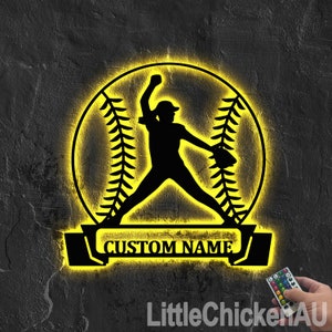 Softball Pitcher Metal Sign Custom, Softball Lover Gift, Personalized Softball Name Sign, Pitcher Girl Wall Art, Girl Softball Pitcher Decor