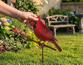 Red Cardinal Metal Garden Stake, Memorial Gift, Winter Yard Decor, Mother's Day Garden Gift