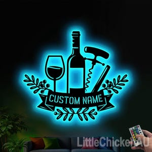 Personalized Wine Cellar Decor LED Lights, LED Wine Bar Wall Art, Modern Wine Lover Sign,Personalized Wine Bar Sign,Kitchen Decor,Wine Decor