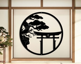 Japanese Metal Art Tori Gate Art Bonsai Tree Metal Wall Art Japanese Inspired Metal Art Bonsai Tree Gift Tori Gate Metal Sign Tori Gate Art
