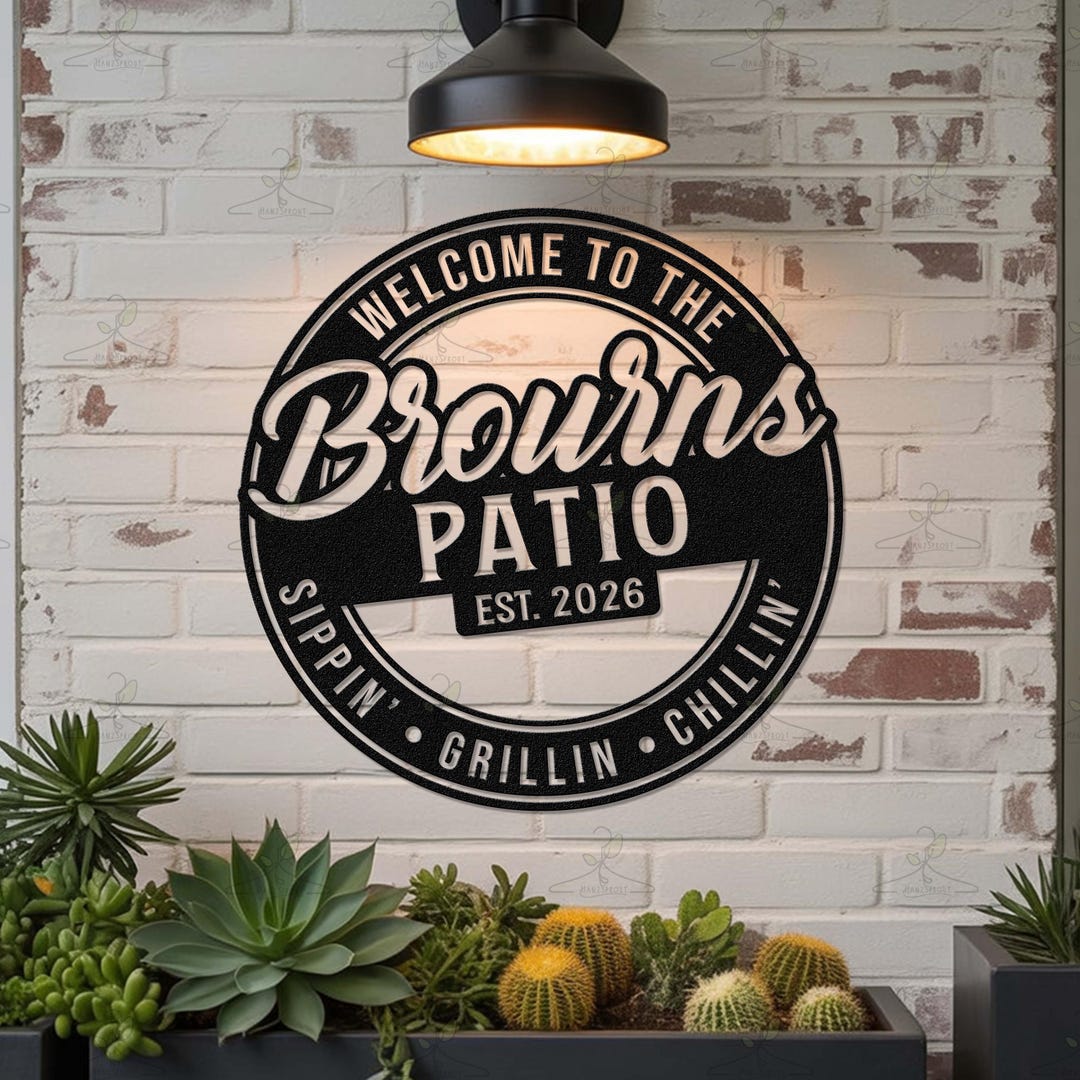 Custom Patio Metal Sign: Personalized Backyard Decor, Grill Chill Gift ...