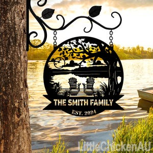 Custom Lake House Metal sign, Personalized Last Name Sign,Family Lake House Decor Sign,Lake House Gifts,Metal Outdoor Sign,Fathers day gifts