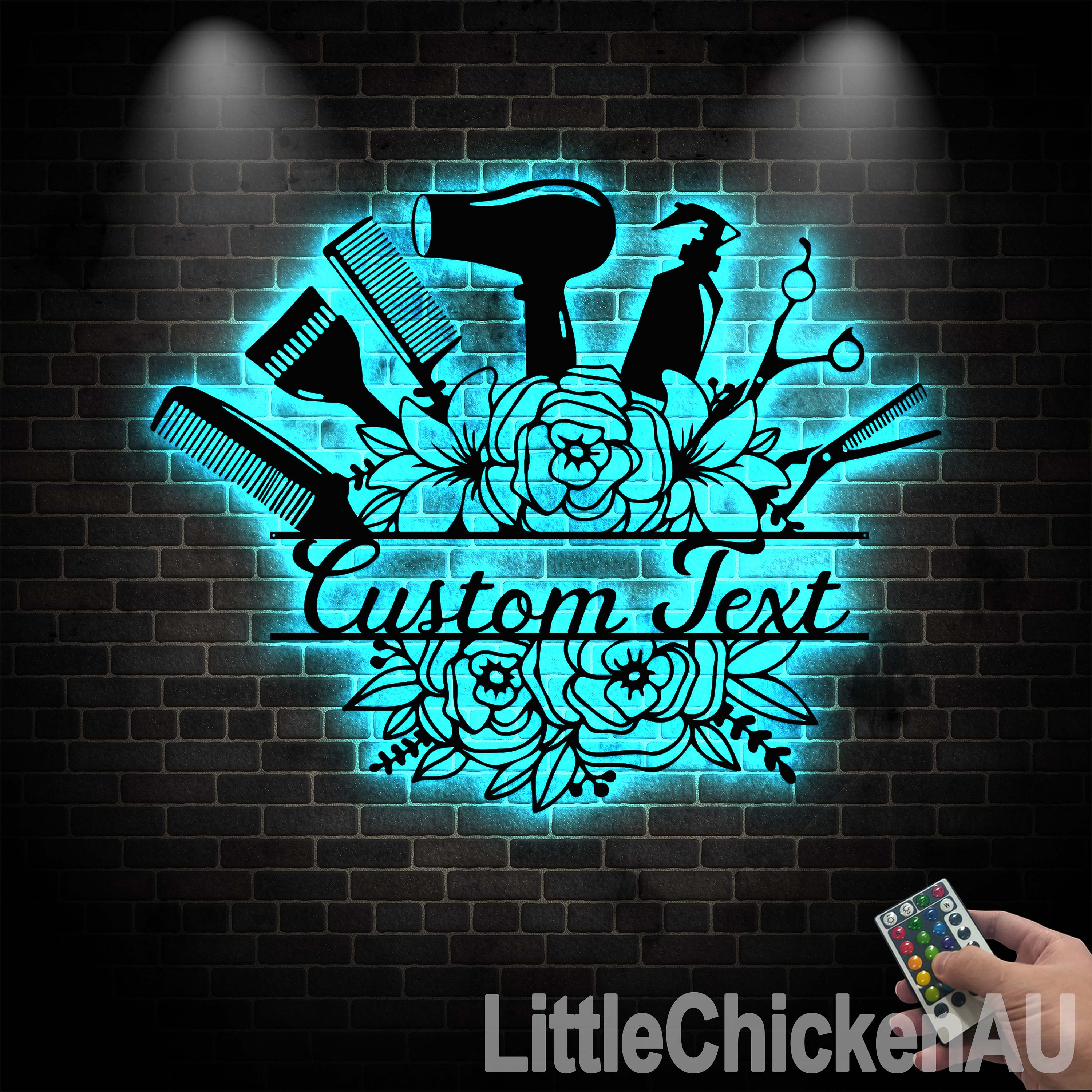 Custom Hair Salon Metal Wall Art LED Light, Hair Salon, Personalized Hair Stylist Name Sign Decor, Hair Stylist Gifts, Gift For Hair Stylist