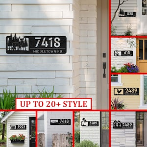 Personalized House Number Plaque, Modern Address Sign, Home Street Sign, Outdoor Wall Decor , Street Number Sign for Home , Farmhouse Decor