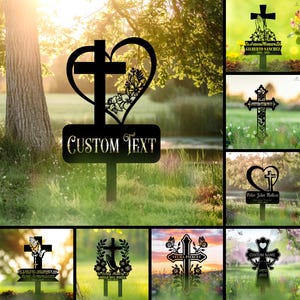 Personalized Memorial Garden Stake, Custom Grave Marker Cross, In Loving Memory Plaque , Sympathy Gift , Loss of Loved One , Cemetery Cross