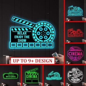 Custom Cinema Sign with LED Lights,Personalized Movie Room Decor,Popcorn Sign,Home Theater Gift,Relax Enjoy Show,Cinema Sign,Movie Buff Gift