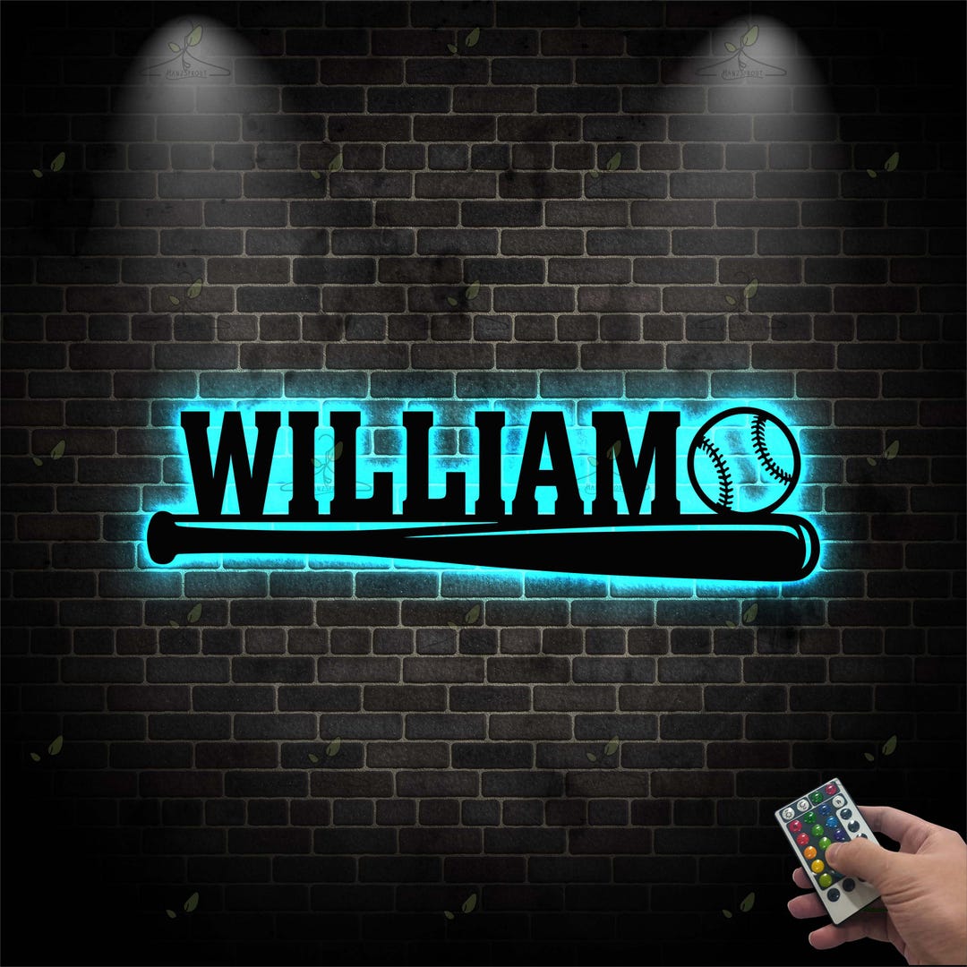 Custom LED Baseball Sign, Personalized Sports Metal Wall Art, Baseball ...