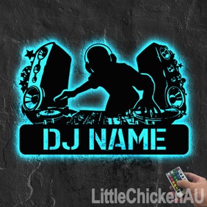 Custom DJ Metal Wall Art with LED Light, DJ Player Metal Sign, Disc Jockey gift, Music Lovers Gift, Gifts for dj, Room Decor Gift For Man