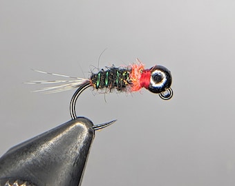 3 Euro Nymphs Black with Hot Spot.  Barbless with Tungsten Bead Silver   Hand tied in New York by a registered Fly Fishing Guide