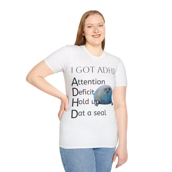 Seal ADHD Graphic Tee, Funny Oceancore T-shirt - Etsy