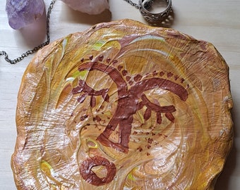 clay jewelry tray sun face abstract handmade trinket dish