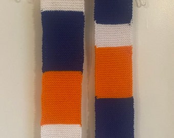 Denver Broncos Handknit Handmade Scarf with Fringes on both ends