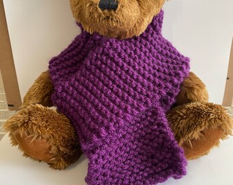 Handknit Purple Scarf for Teddy Bear, Other Stuffed Animal, Doll, Etc