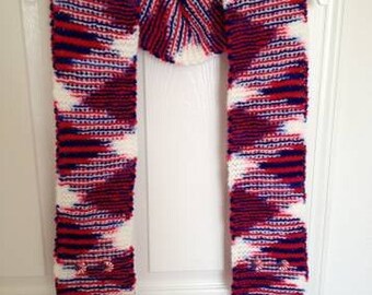 Red White and Blue Handknit Scarf American Flag Colors