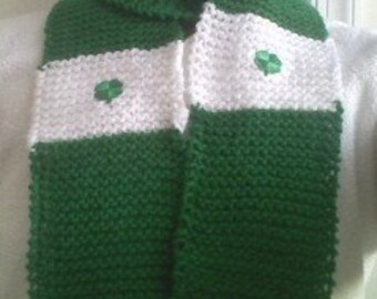 St. Patrick's Day Scarf Four Leaf Clovers Handknit