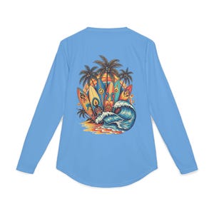 Retro Surf Protection Shirt | UPF 50+ Long Sleeve | 70s Vintage Beach Tee | Veridian Surf Co. Rash Guard | Quick Dry UV Shirt