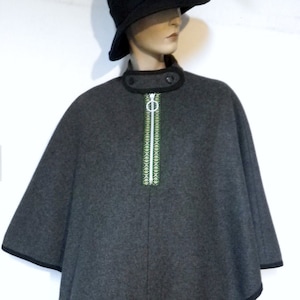 Poncho en laine/Taille M/Cape en laine feutrée/Poncho hippie