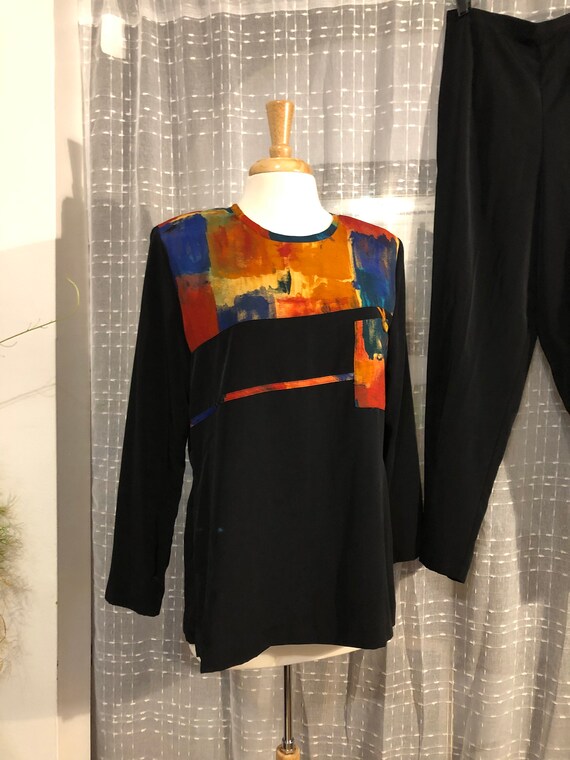 Stunning Blouse//lagenlook//Size L//Black Pants//P
