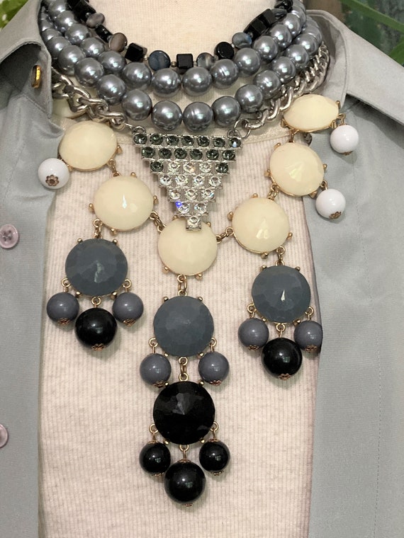 4, Necklace Stack - Silver, Gray, White Necklaces… - image 2