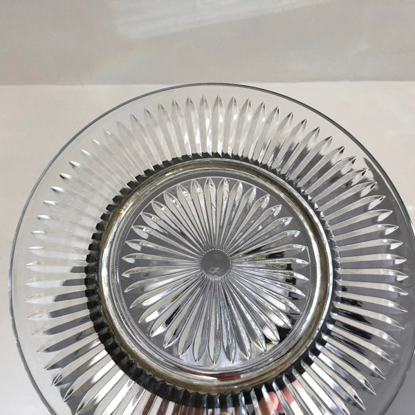 Vintage Cake Stand//Crystal Silver Plate pedestal Pate//12.5"// Antique //Art Deco Metal //Wedding Dessert //Buffet Bar