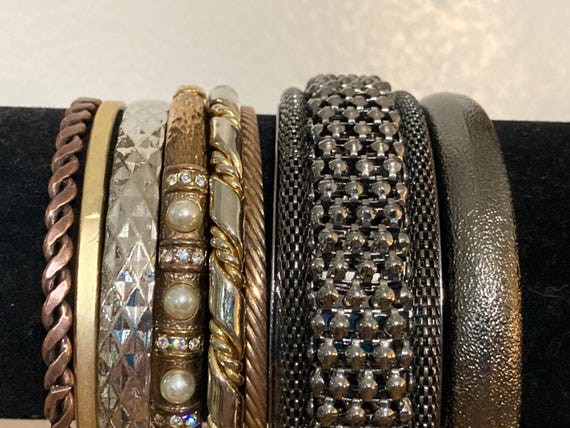 20pc, Vintage Bangle Stack: Gold Bangles, Silver … - image 4