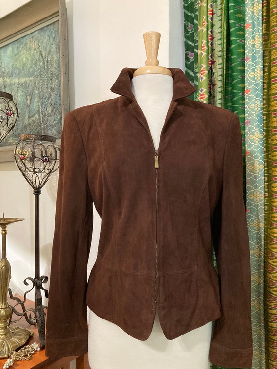 Brown Suede Jacket/ Size 14/brown Suede 