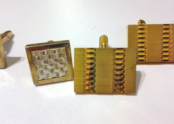 Vintage 9ct en oro rectángulo brutalist modernista Collar Aretes Set nos
