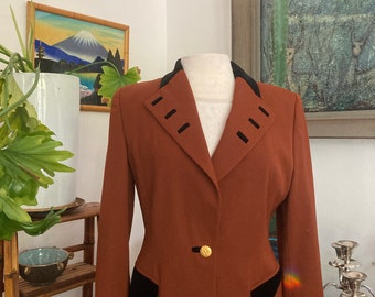 Wool Blazer/ Size 12/ Rust Color/ Vintage Escada by Margaretha Ley / 80s / Wool Jacket/ Made in Germany