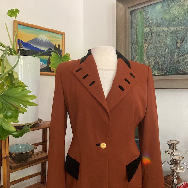 Wool Blazer/ Size 12/ Rust Color/ Vintage Escada by Margaretha Ley / 80s / Wool Jacket/ Made in Germany
