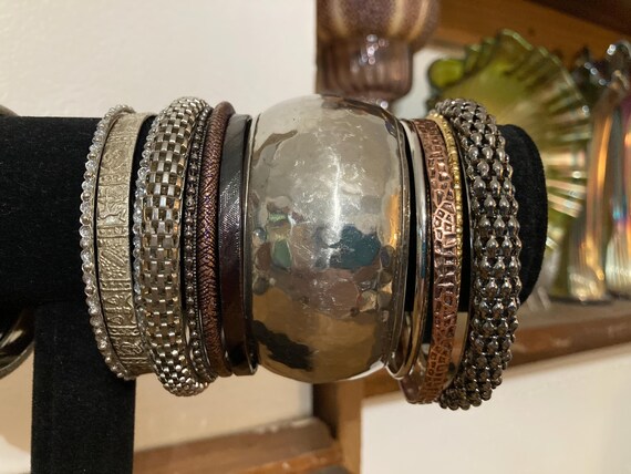 20pc, Vintage Bangle Stack: Gold Bangles, Silver … - image 3