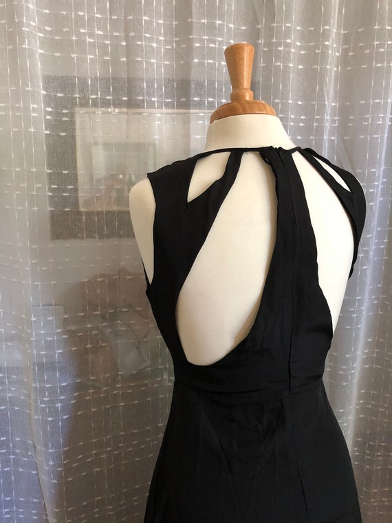 Black Silk Dress /Size 8/Long black dress/black fo