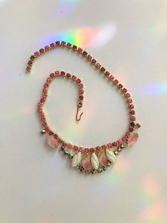 50s/ Juliana Style Pink Rhinestone Necklace / Vint