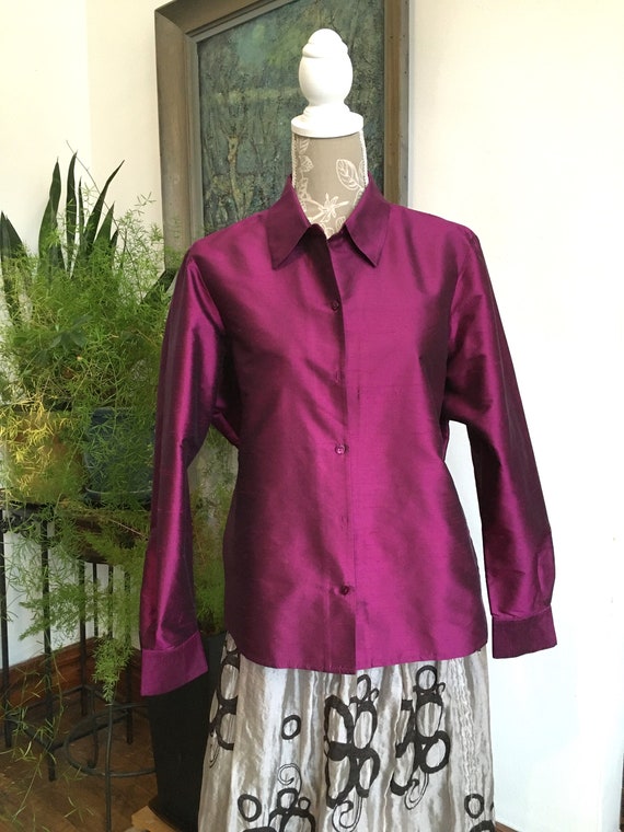 Blouse//Size 16/Purple Silk //Size XL//Silk Shantu