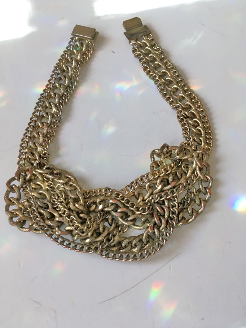Brutalist Copper Chain Soldered Necklace Vintage 50s