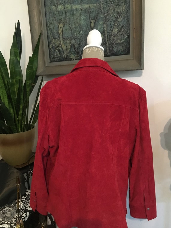 Red Suede jacket//size 1X //Red Coat// Leather Ja… - image 6