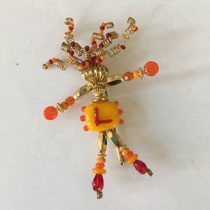 Murano glass, Brooch, Stickpin, Wire Wrap, 50s, lampwork Bead, Dancer Brooch, Souvenir of Venice