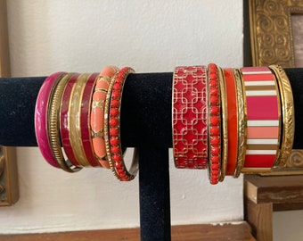 13, Bangle Stack, Iris Apfel, COACH bangle, Monet Bangle,Purple, Red, Orange, Gold Bangles, Bangle Lot