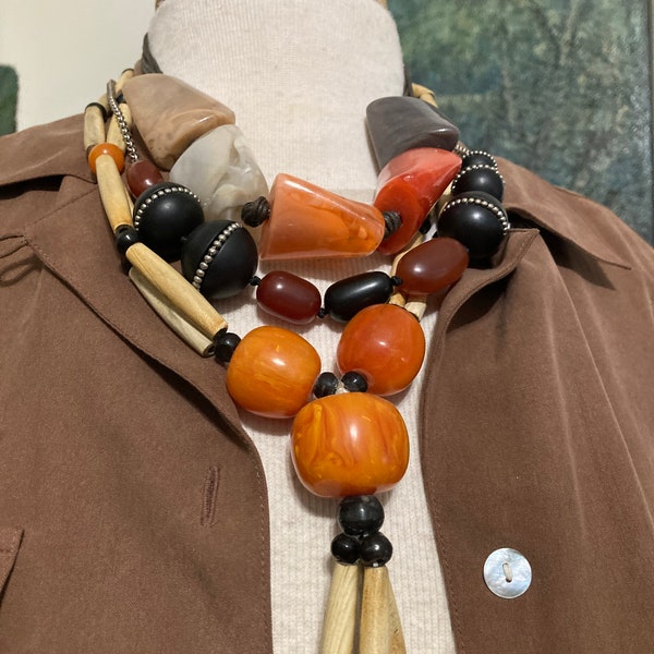 3, Layered Necklaces, TRIBAL, Topaz, Raw Sienna, Chunky Necklaces, Styled by Potion