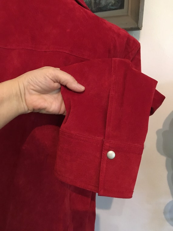 Red Suede jacket//size 1X //Red Coat// Leather Ja… - image 7