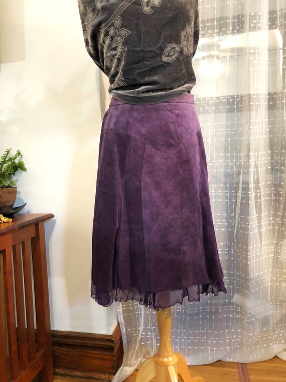Purple Suede skirt//Size 12//purple Suede skirt//S