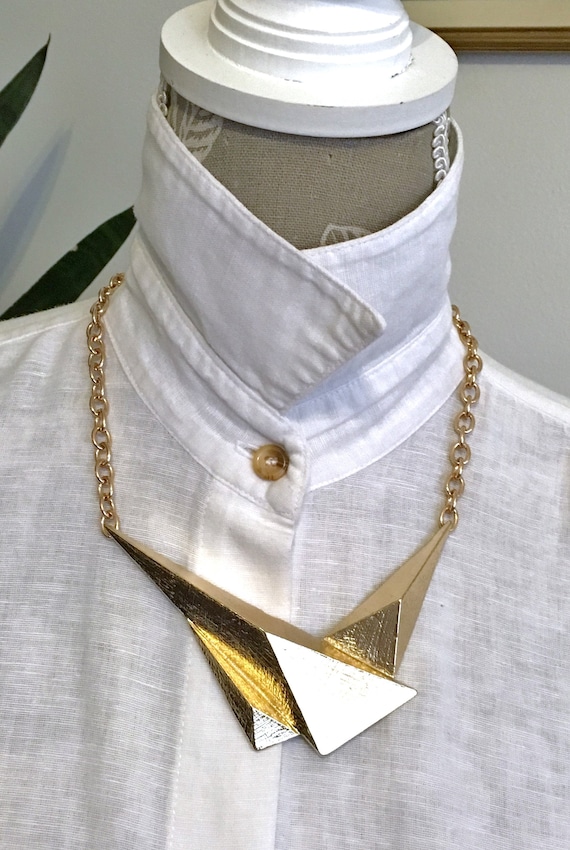 80s Geometric Gold Necklace // Memphis Design Grou