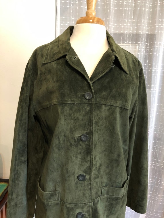 Suede Jacket//Size XL//St Johns Bay//Green Suede J