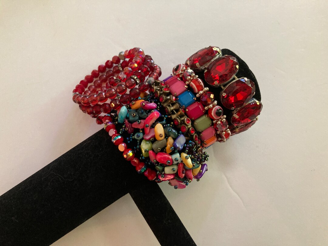 7/bracelet Stack /crystal Bracelets/red /bracelet Lot / LUX5 , Iris ...