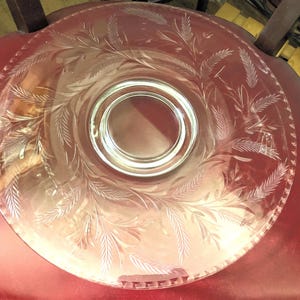 Cake Plate, 14&quot;, Cambridge Harvest Wheat Cut, Wheel cut crystal, Vintage Crystal torte plate, Elegant Glass