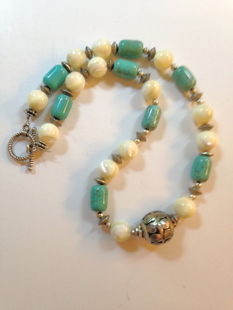 3Turquoise Necklace Necklace Lot Mother of Pearl Blue Necklace Boho Necklace LOT BLKMOP