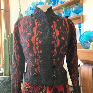 Black Lace Jacket - Victorian Style - Size S - 34&quot; Chest