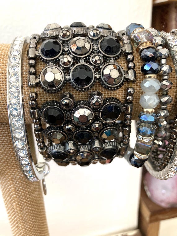 9, Bracelet Stack, Bangles, Gold, Silver, Black, … - image 6