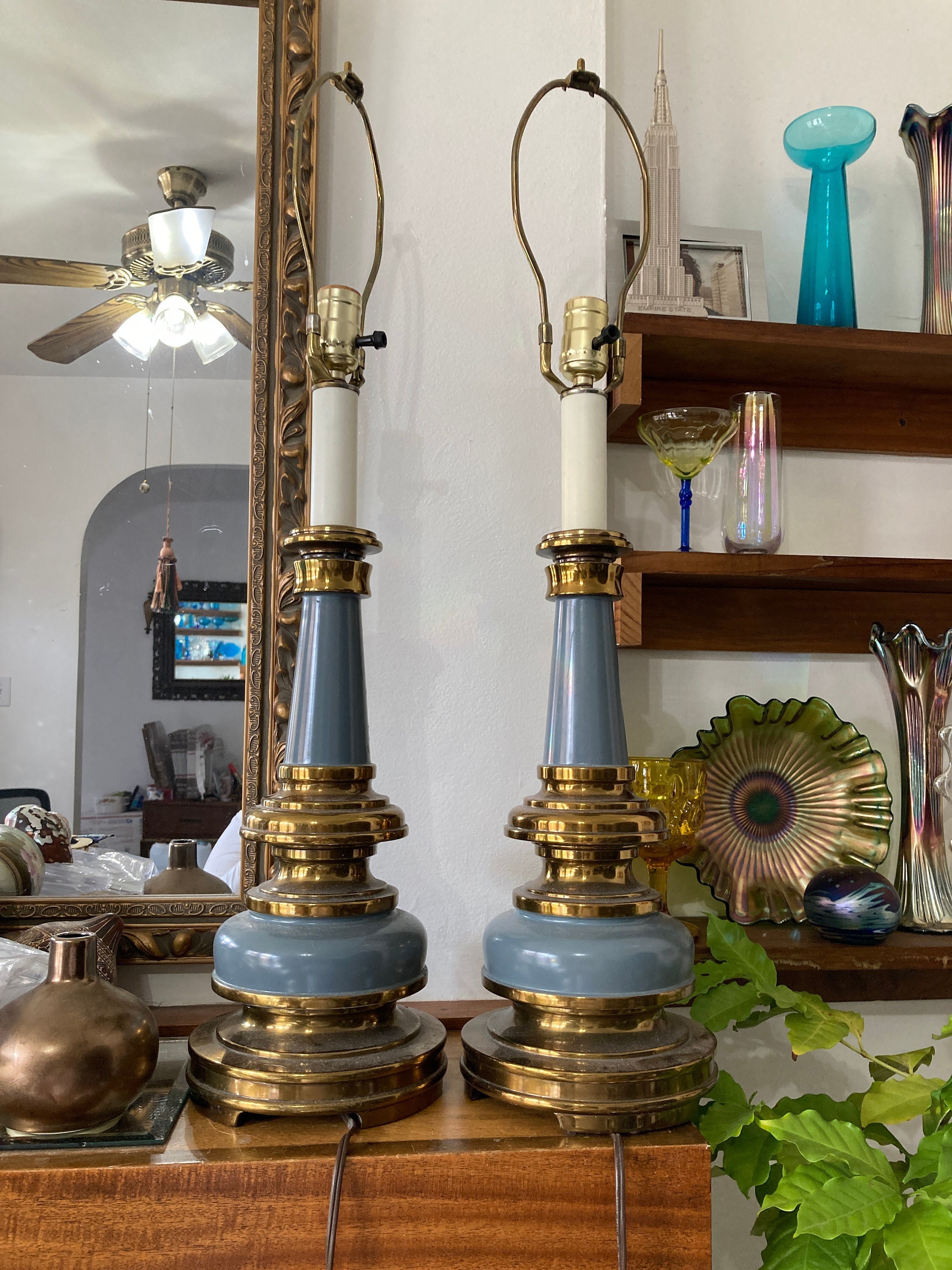 Vintage Stiffel Renaissance Revival Style Solid Brass Trophy Table Lamp 32”